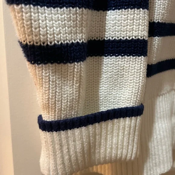 Lands' End Navy and White Striped Sweater - Picture 4 of 5